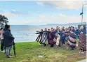  ??  ?? A powhiri was performed to welcome paramedic Dan Euinton and wife Cayla-Fay to Taupo¯ .