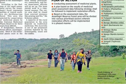  ?? Dc ?? Youth trekking at Ananthagir­i hills near Vikarabad in Ranga Reddy district. —