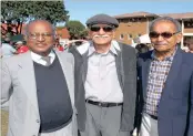  ??  ?? Clairwood High School old boys, from left, Frank Naguran, Ronny Sewdayal and Yoganathan “Dada” Naidu.