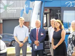  ?? ?? Newbury College principal and chief executive Iain Wolloff (in suit) with West Berkshire Council leader Lynne Doherty and Thames Valley Berkshire chief executive Alison Webster at the Zero Carbon Tour