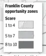  ?? Source: Urban Institute ?? Franklin County opportunit­y zonesScore