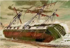  ??  ?? A painting of the wreck of the HMS Buffalo by G Jackson.