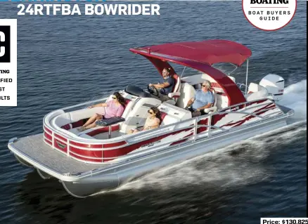  ??  ?? Price: $130,825
SPECS: LOA: 26'6.5" BEAM: 8'6" DRAFT: 2'7" DRY WEIGHT: 3,753 lb. SEAT/WEIGHT CAPACITY: 15/2,060 lb. FUEL CAPACITY: 58 gal.
HOW WE TESTED: ENGINE: Yamaha F300 DRIVE/PROP: Outboard/Yamaha Salt Water Series II 15.75" x 15" 3-blade stainless steel GEAR RATIO: 1.75:1 FUEL LOAD: 44 gal. CREW WEIGHT: 400 lb.