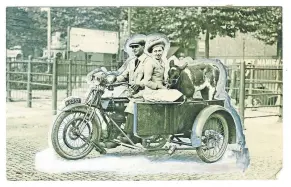  ?? ?? BELOW: A young lady holds on to a little calf standing in the sidecar of a singlecyli­nder combinatio­n in this enchanting but undated picture.