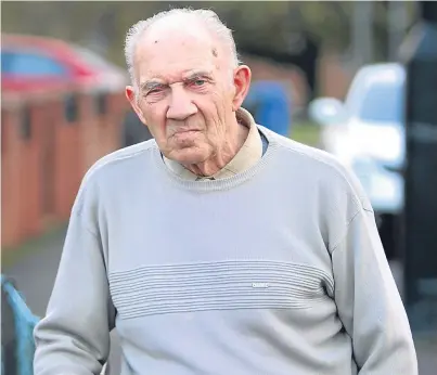  ??  ?? Dundee grandad Charles White, 84, has issued a warning after turning away a group of bogus workmen who asked him for £1,600 after claiming to have carried out work that wasn’t requested. Picture: Kris Miller.