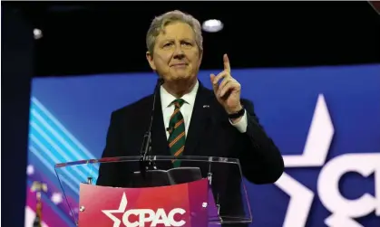  ?? Photograph: Rex/Shuttersto­ck ?? John Kennedy speaks at CPAC in Maryland on 2 March.