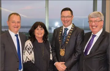  ??  ?? Chief Executive Tom Enright, Pat Devereux, Co Council Chairman Michael Sheehan and Director of Services John Carley at last week’s meeting of Wexford County Council.