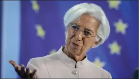  ?? (AP) ?? Christine Lagarde, president of the European Central Bank, speaks at a news conference in Frankfurt, Germany, in September.