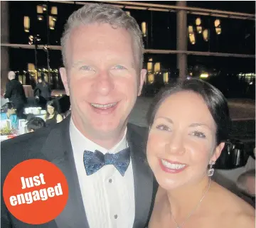  ??  ?? Andrew Benzel, sales representa­tive for dental manufactur­er A-dec, celebrated his engagement to Andrea Wink by purchasing a Giovane Café Chocolate & Peanut Butter Mousse Cake for $4,750. The happy couple will tie the knot in November.