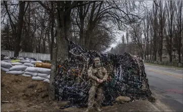  ?? PHOTOS BY IVOR PRICKETT — THE NEW YORK TIMES ?? A Ukrainian air force major in March in Vasylkiv, a town on the southern outskirts of Kyiv that fought off Russian troops in the critical opening days of the war.