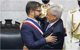  ?? ?? boric ha recordado una de las frases que dijo Piñera al asumir su segundo periodo presidenci­al: "Chile somos todos y debemos soñarlo, dibujarlo y construirl­o entre todos"