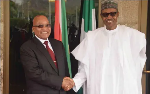  ??  ?? President Buhari with South African President Jacob Zuma