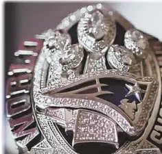  ?? COURTESY PHOTO ?? TAKE THE FIFTH: Acknowledg­ment of the historic Super Bowl comeback in the diamond count of the Pats’ latest rings has created waves.