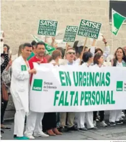  ?? A. DOMÍNGUEZ ?? Protesta en el Hospital Juan Ramón Jiménez de Huelva.