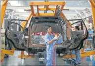  ?? Picture: REUTERS ?? SLOWDOWN: Employees assemble cars at a Zhejiang Jonway factory in Taizhou. The IMF has cut China’s growth forecast to 7.75%.