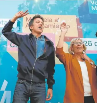  ?? // EFE ?? Íñigo Errejón y Manuela Carmena en un acto de campaña de Más Madrid