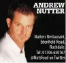  ??  ?? Nutters Restaurant, Edenfield Road,
Rochdale. Tel: 01706 650167 @Nutsfood on Twitter