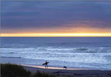  ?? Photograph­s by Myung J. Chun Los Angeles Times ?? SUNSET on Northern California’s Samoa Peninsula, where locals and real estate agents speak of “climate refugees”: people moving to the damp little towns beyond the Redwood Curtain to escape fire and heat.