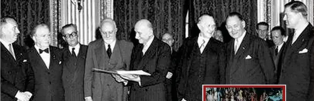  ??  ?? Primo passo
Il 9 maggio 1950, 70 anni fa, il ministro degli Esteri francese Robert Schuman proponeva, in un celebre discorso , la creazione della Ceca, la Comunità economica del carbone e dell’acciaio, il primo passo per la nascita dell’ue