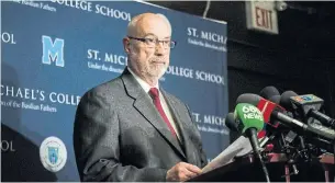  ?? CHRISTOPHE­R KATSAROV THE CANADIAN PRESS ?? St. Michael's College principal Gregory Reeves said he felt obliged to call parents before police.