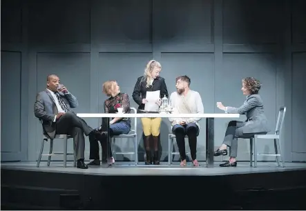  ?? BENJAMIN LAIRD ?? Nigel Shawn Williams, Jamie Konchak, Emma Houghton, Conrad Belau and Sarah Orenstein, in The Virgin Trial.