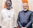  ?? ?? Raila Odinga and Narendra Modi.