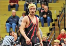  ?? AUSTIN HERTZOG - DIGITAL FIRST MEDIA ?? Boyertown’s Elijah Jones, at the PAC Wrestling Championsh­ips Saturday at Boyertown.