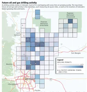  ?? Sources: Colorado State Demography Office, Colorado Oil and Gas Conservati­on Commission Kayla Robertson, The Denver Post ??