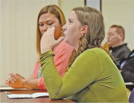  ?? STAFF PHOTOS BY PATRICK WHITTEMORE ?? PAIN REMAINS: Erin Mortell, the daughter of slain Paxton police Chief Robert Mortell, top left, talks about how her father’s murder continues to affect her life at a Parole Board hearing for Jamie Richards.