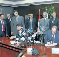  ?? SUPPLIED PHOTO ?? The non-binding agreement signed by representa­tives from Bombardier’s rail division and the National Authority of Tunnels in Egypt will see the Quebec-based company spend the next six months developing a concept plan for the constructi­on of Cairo’s...