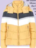  ??  ?? New Look mustard colour block puffer jacket £39.99