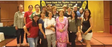  ??  ?? Kijan (front row, fourth left) with other members of the Gawai Dayak Get-Together 2018 Dinner organising committee during a rehearsal for the dinner on Wednesday night.