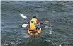  ??  ?? Two of the ‘‘cruise ship’’ kayakers saved in Wellington Harbour last week.