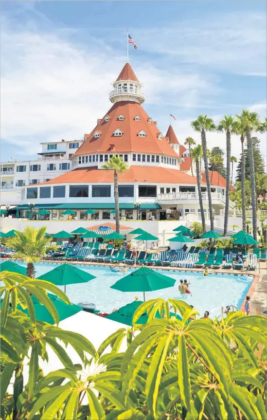  ?? Stuart Westmorlan­d Getty Images / Perspectiv­es ?? HOTEL DEL CORONADO on Coronado Island near San Diego is a sprawling resort on a white-sand beach that has special activities for young children and teens.