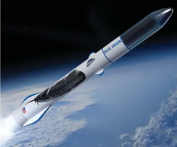 ?? VIA REUTERS BLUE ORIGIN ?? New Glenn, a reusable vertical-landing booster with 3.85 million pounds thrust is seen in this photo provided by Blue Origin.