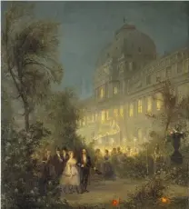  ??  ?? Fête de Nuit aux Tuileries le 10 juin 1867, à l'occasion de la visite des souverains étrangers à l'Exposition universell­e, de Pierre Tetar van Elven. L'impératric­e Eugénie est au bras du tsar Alexandre II.