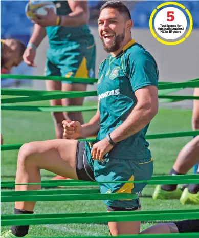  ?? AFP ?? 5 Test losses for Australia against NZ in 15 years Australia’s Curtis Rona goes though his stretching exercises during the Captain’s Run in Sydney on Friday. —