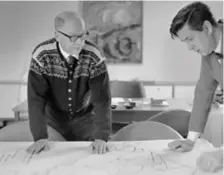  ??  ?? FÖRORTSARK­ITEKTER. Joakim Garpe och chefarkite­kt Torsten Westman ritar det nya Stockholm.