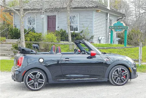  ?? BRIAN HARPER / DRIVING. CA ?? The 2017 Mini John Cooper Works Convertibl­e was made for twisting roads and sunny days. Overview: Mini’s most frolicsome car in convertibl­e form Pros: Sports car- like performanc­e, fresh- air driving Cons: Overpriced, especially with options; uber-...