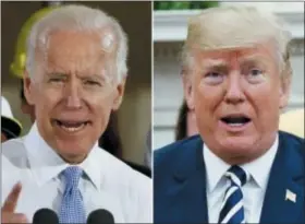  ?? ASSOCIATED PRESS ?? In this combinatio­n of file photos, former Vice President Joe Biden speaks in Collier, Pa., on March 6 and President Donald Trump speaks in the Oval Office of the White House in Washington on March 20. The Republican president and the former Democratic...