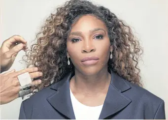  ??  ?? Serena Williams says she doesn’t wear much make-up on the tennis court, but in other settings she uses concealer, powder, mascara and an eyebrow pencil.