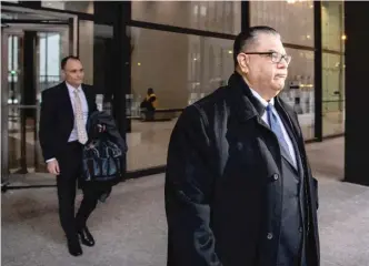  ?? TYLER LARIVIERE/ SUN- TIMES ?? Ex- state Sen. Martin Sandoval walks out of the Dirksen Federal Courthouse Jan. 28.