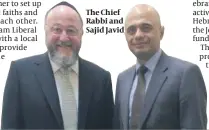  ??  ?? The Chief Rabbi and Sajid Javid