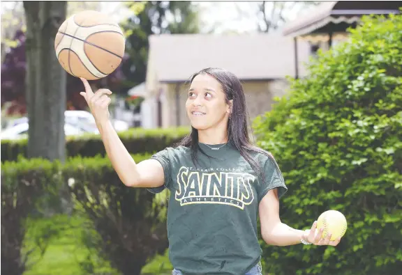  ?? NICK BRANCACCIO ?? Shae-lyn Murphy, a standout on both the basketball court and the softball field, says it was important to her to play both sports at St. Clair College. “I love them both.”