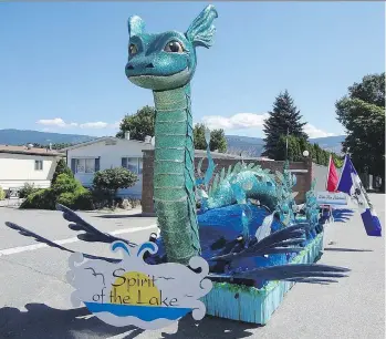  ??  ?? City councillor­s might opt to push Kelowna’s reputation as a haven for outdoor recreation on a parade float that has used a representa­tion of Ogopogo, the mythical monster of Okanagan Lake, for more than half a century.