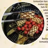  ??  ?? Berloumi met kerstomaat­jes en courgette.