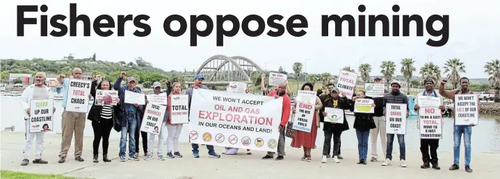  ?? MACLENNAN Picture: SUE ?? PROTEST: Small-scale fishers representi­ng cooperativ­es from Alexandria to Hamburg gather in protest against plans for gas mining and further exploratio­n off the Southern Cape coast. They then attended a public engagement session by environmen­tal assessment practition­ers WSP Group Africa on behalf of Total Energies Exploratio­n and Production South Africa BV.