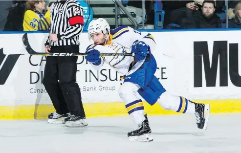  ?? BOB FRID/UBC FILES ?? UBC’s Josh Connolly, 23, the younger brother of Washington Capitals winger Brett Connolly, has been thrown off course by a groin injury in his first year and a harrowing bone infection diagnosis in his second.