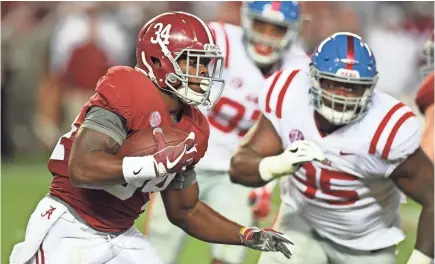  ?? JOHN DAVID MERCER/USA TODAY SPORTS ?? Alabama running back Damien Harris has rushed for 906 yards and 11 TDs this season.