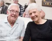  ??  ?? Abbey Gardens resident Edna Chapronier­e with husband Bruce at last week’s official opening of the $24 million complex.